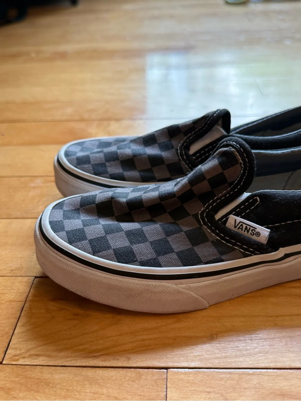 Vans Kids Checkerboard Slip-On Sneakers - Black and Gray